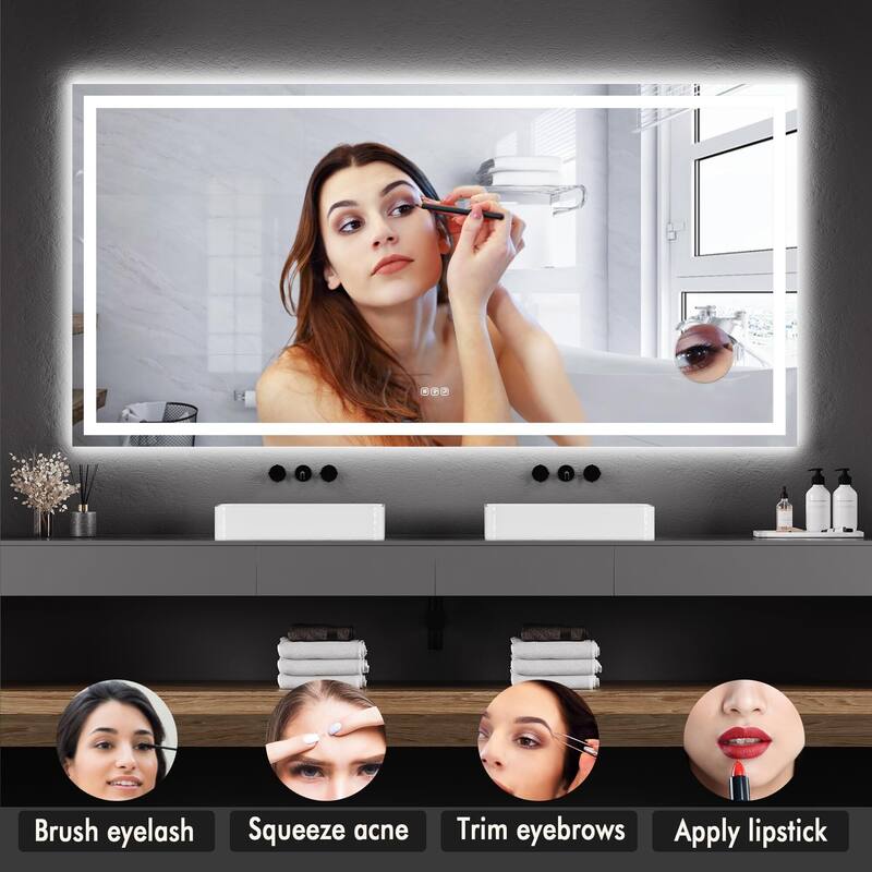 Led Bathroom Mirror 72X36" WallMounted Vanity Mirrors Stepless